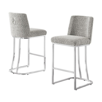 Rich Gray With Silver Base Barstools, Set Of 1