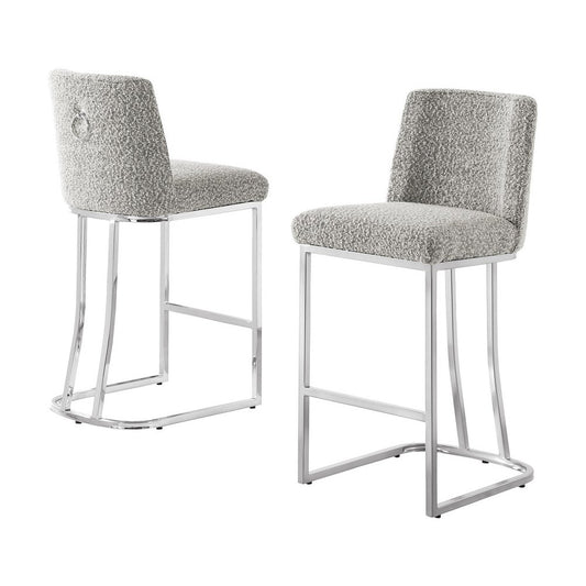 Rich Gray With Silver Base Barstools, Set Of 1