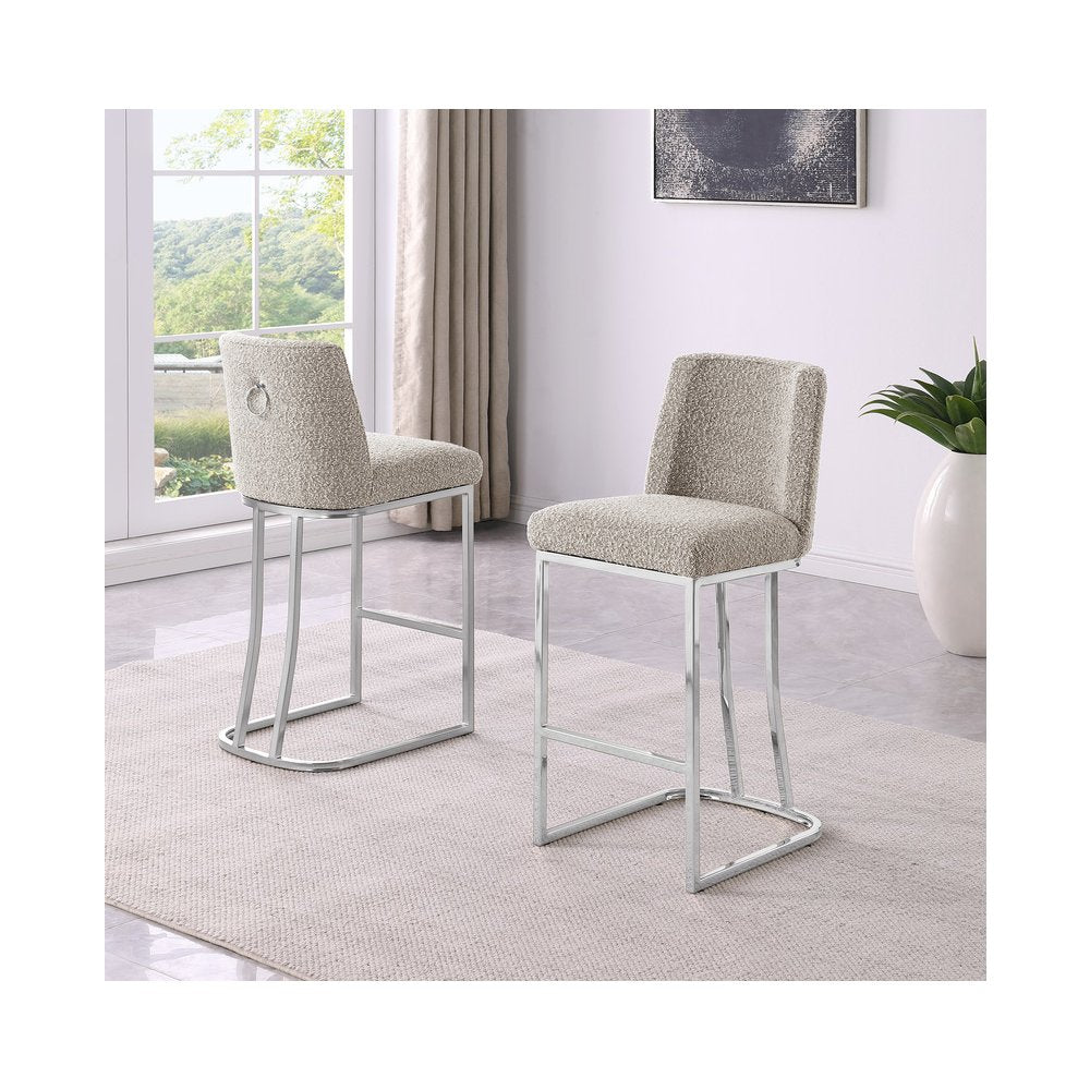 Gray With Silver Base Barstools, Set Of 2