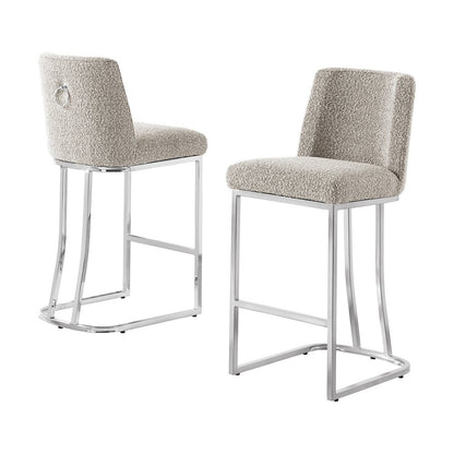 Gray With Silver Base Barstools, Set Of 2