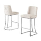Cream With Silver Base Barstools, Set Of 2