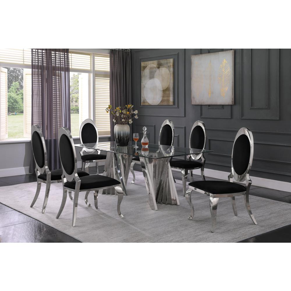 Velvet Uph. Dining Chair, Stainless Steel Frame (Set of 2) - Black