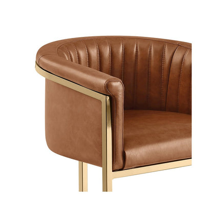Single Leather-Aire Barstool Toffee with Gold Chrome Base