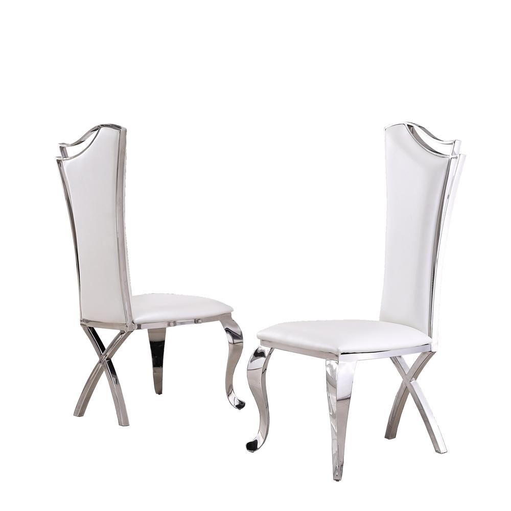 Classic Faux Leather Side Chair. White