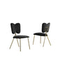 Set of 4, Black Velvet Guest Side Chair with Wingback, Chrome Gold
