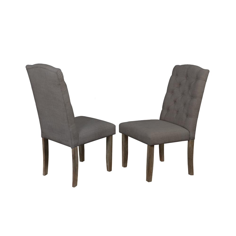 Upholstered Side Chair with Tufted Buttons, Gray