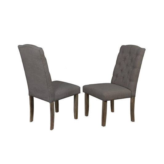 Upholstered Side Chair with Tufted Buttons, Gray