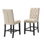 Beige Linen Tufted Counter Height Dining Chairs, set of 2