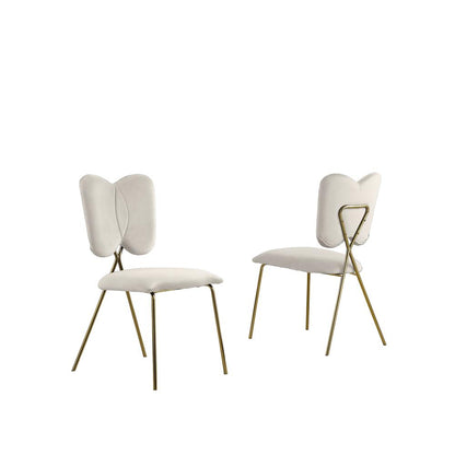 Set of 4, Cream Velvet Guest Side Chair with Wingback, Chrome Gold