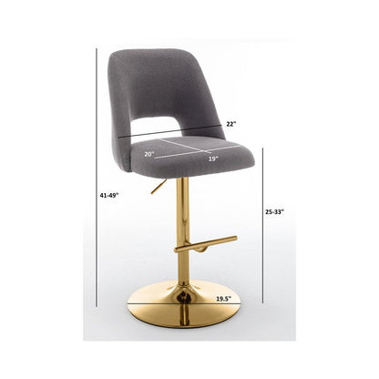 Boucle fabric upholstered barstool with a green seat and gold base (SET OF 2)