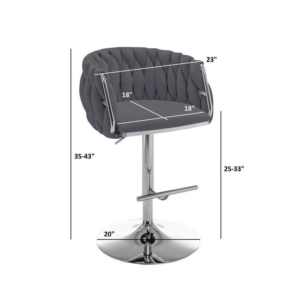 Velvet Upholstered barstool in Black with Silver color base (SET OF 2)