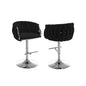 Velvet Upholstered barstool in Black fabric with a gold color base (SET OF 2)