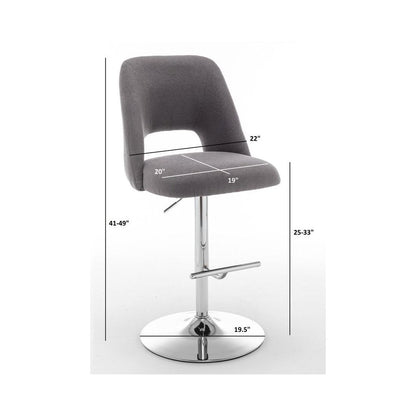 Boucle fabric upholstered barstool with a black seat and silver base (SET OF 2)