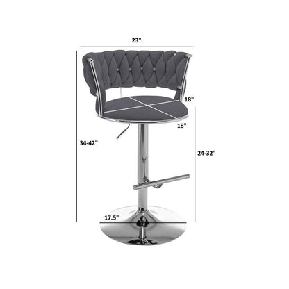 Cream adjustable barstool with silver color base (SET OF 2)