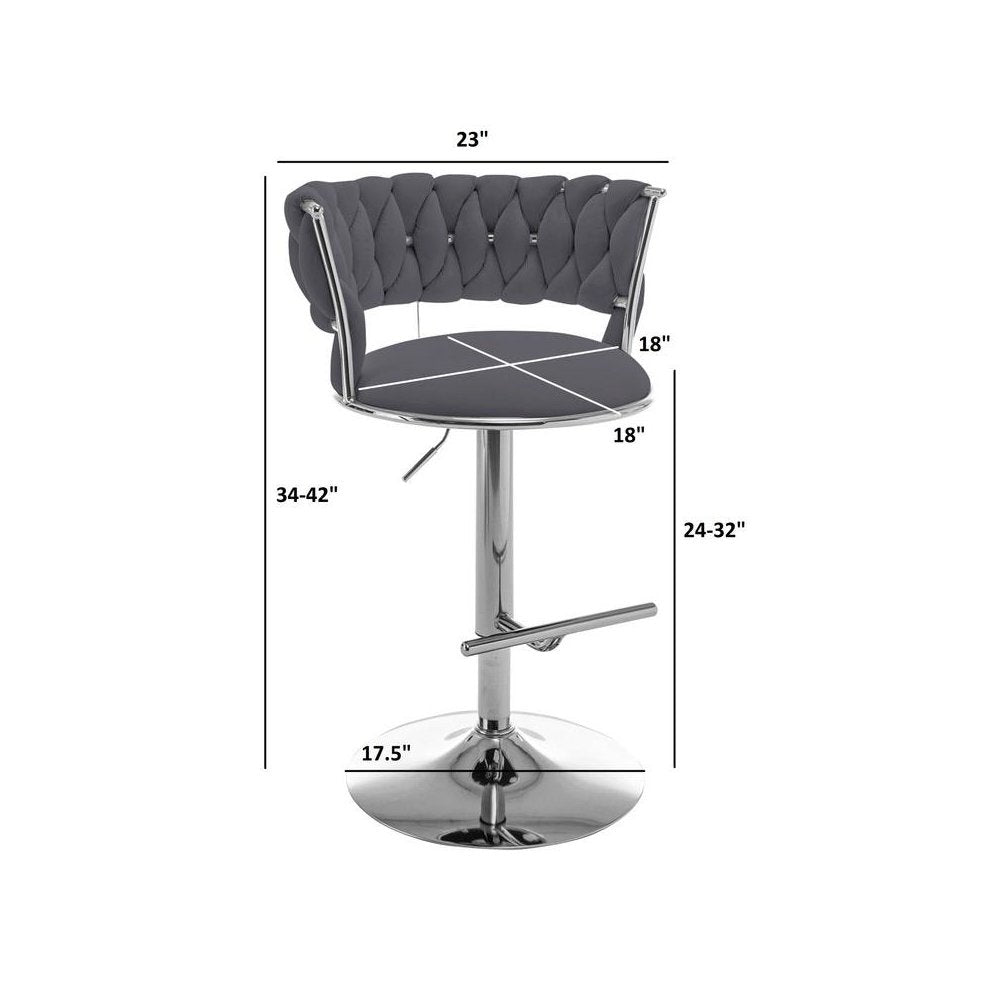 Emerald green adjustable barstool with silver color base (SET OF 2)