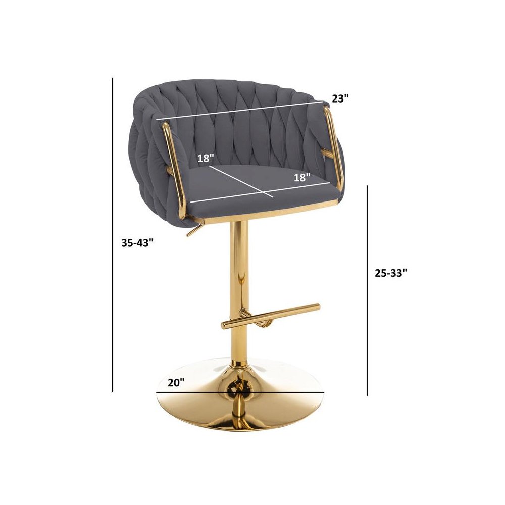 Vlevet Upholstered barstool in Emerald Green with a gold color base (SET OF 2)