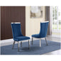 Upholstered dining chiars set of 2 in Navy blue velvet fabric with stainless steel base
