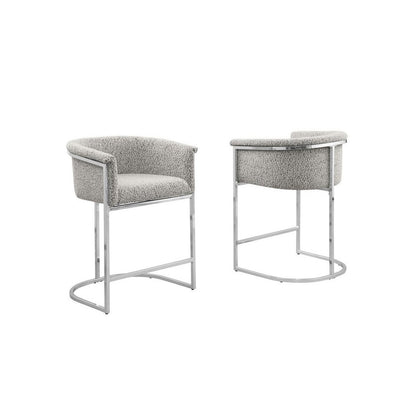 Best Quality teddy Boucle in rich gray barstool - Set of 2