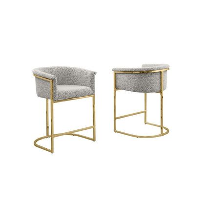 Best Quality teddy Boucle in rich gray barstool - Set of 2
