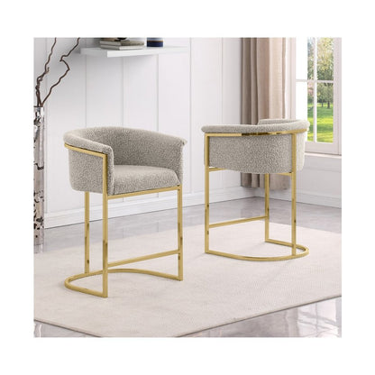 Best Quality teddy Boucle in gray barstool - Set of 2