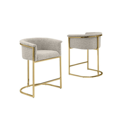 Best Quality teddy Boucle in gray barstool - Set of 2
