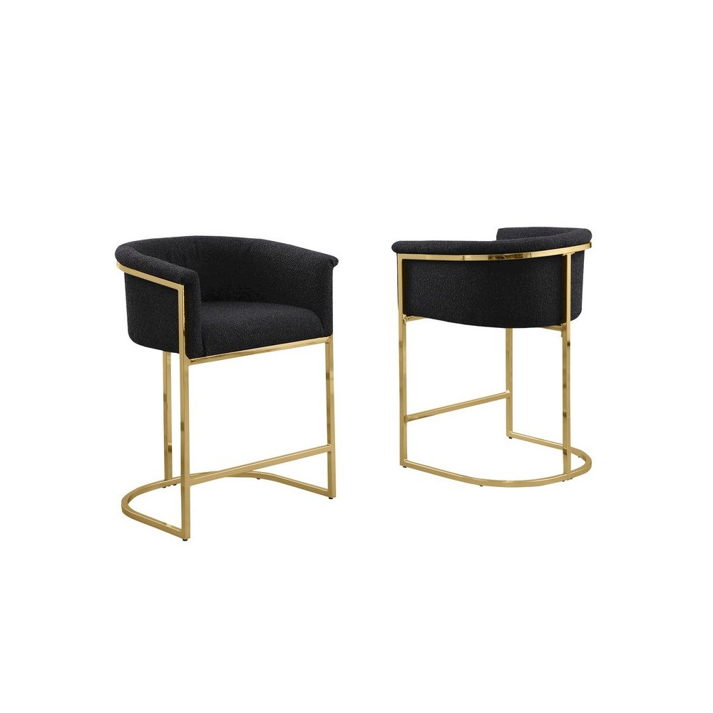 Best Quality teddy Boucle in black barstool - Set of 2