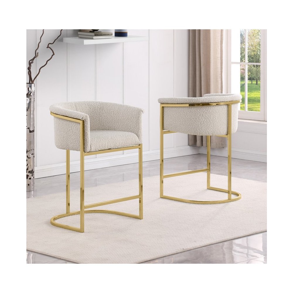 Best Quality teddy Boucle in cream barstool - Set of 2
