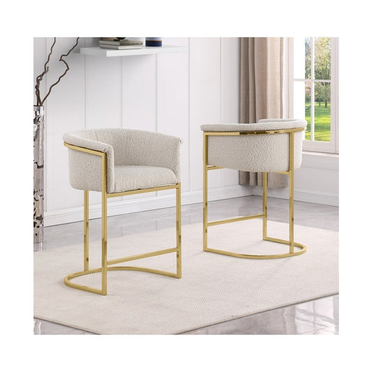 Best Quality teddy Boucle in cream barstool - Set of 2