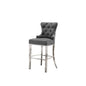 29" Dark grey velvet bar stool with stainless steel base (SET OF 2)