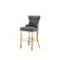 29" Dark grey velvet bar stool with gold color stainless steel base (SET OF 2)