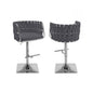 Velvet Upholstered barstool in Dark gray and silver color base (SET OF 2)