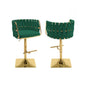 Velvet Upholstered barstool in Emerald green and gold color base (SET OF 2)