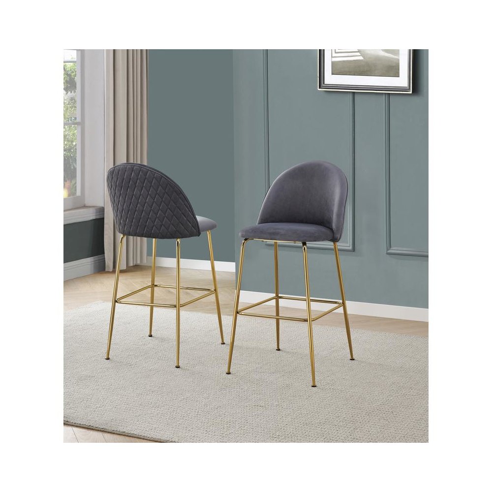 Dark gray barstool with a gold base