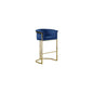29" Navy Blue Upholstered Barstool with Gold Base -Single
