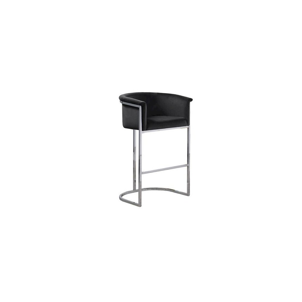 29" Black Upholstered Barstool with Silver Base -Single