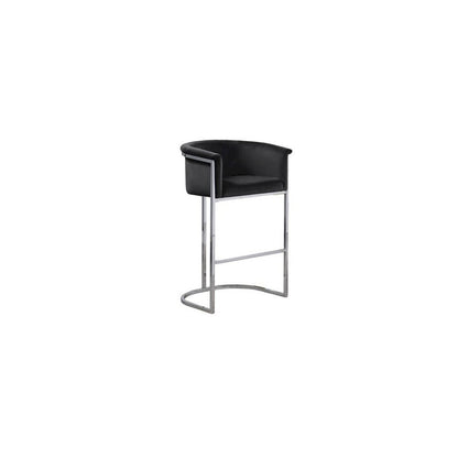 29" Black Upholstered Barstool with Silver Base -Single