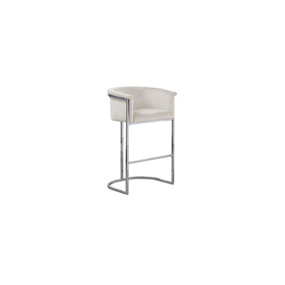 29" Cream Upholstered Barstool with Silver Base -Single