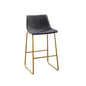 29" Uph Bucket Seat Bar Stool in Dark Grey Velvet, Chrome Gold Base (Set of 2)