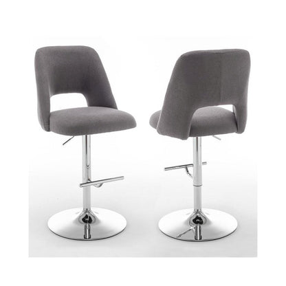 Boucle fabric barstool with a dark grey seat and silver base (SET OF 2)