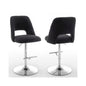 Boucle fabric upholstered barstool with a black seat and silver base (SET OF 2)