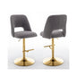 Boucle fabric barstool with a dark grey seat and gold base (SET OF 2)