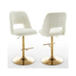 Boucle fabric upholstered barstool with a beige seat and gold base (SET OF 2)