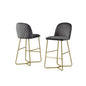 29" Dark gray velvet barstool w/ gold color iron base (set of 2)