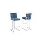 29" Tufted Velvet Upholstered Bar Stool in Teal Blue (Set of 2)