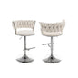 Cream adjustable barstool with silver color base (SET OF 2)