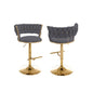 Dark gray adjustable barstool with a gold color base (SET OF 2)