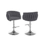 Velvet Upholstered barstool in Dark gray with Silver color base (SET OF 2)