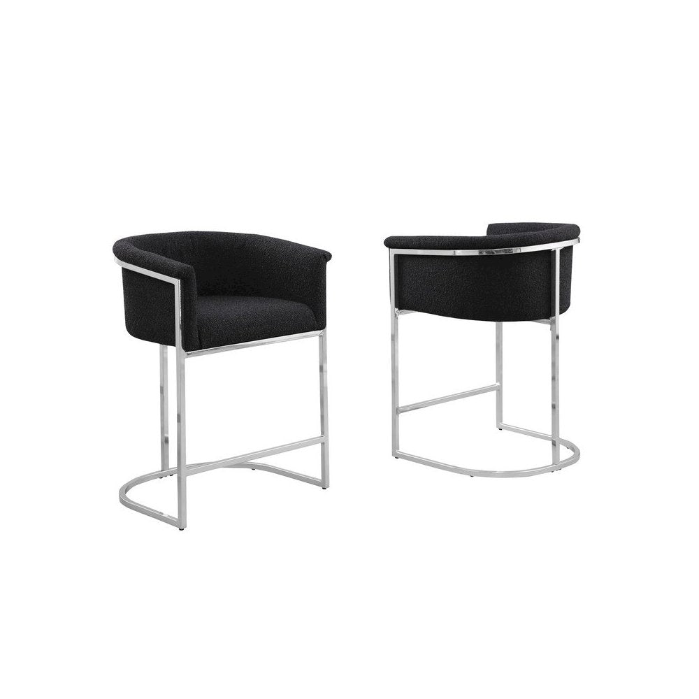 Best Quality teddy Boucle in black barstool - Set of 2