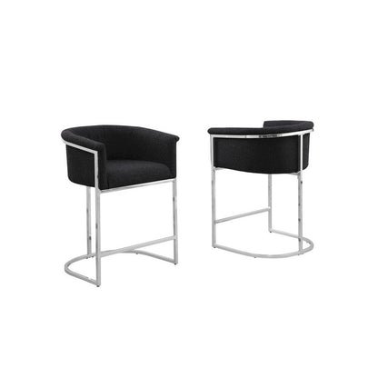 Best Quality teddy Boucle in black barstool - Set of 2