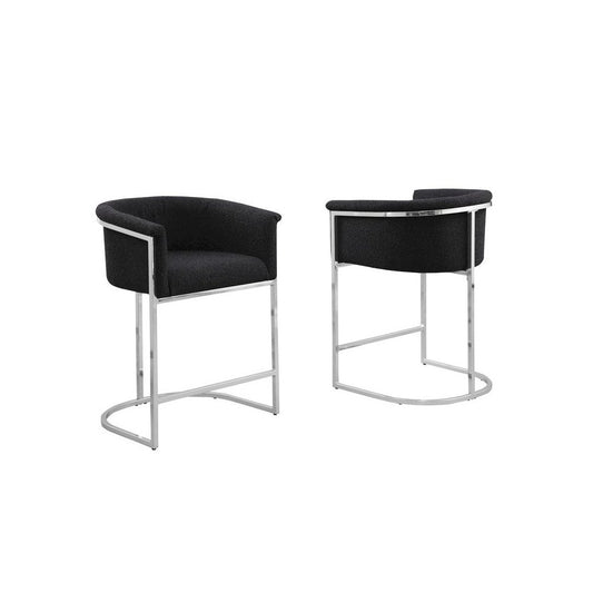 Best Quality teddy Boucle in black barstool - Set of 2